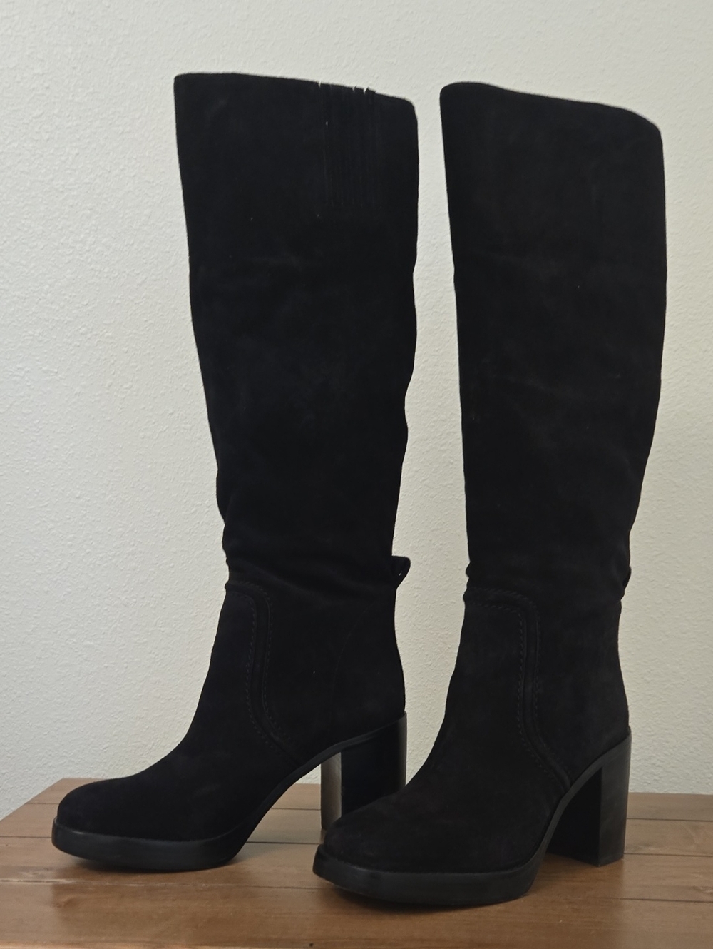 Michael Kors Hayden Black Suede Knee-High Boots